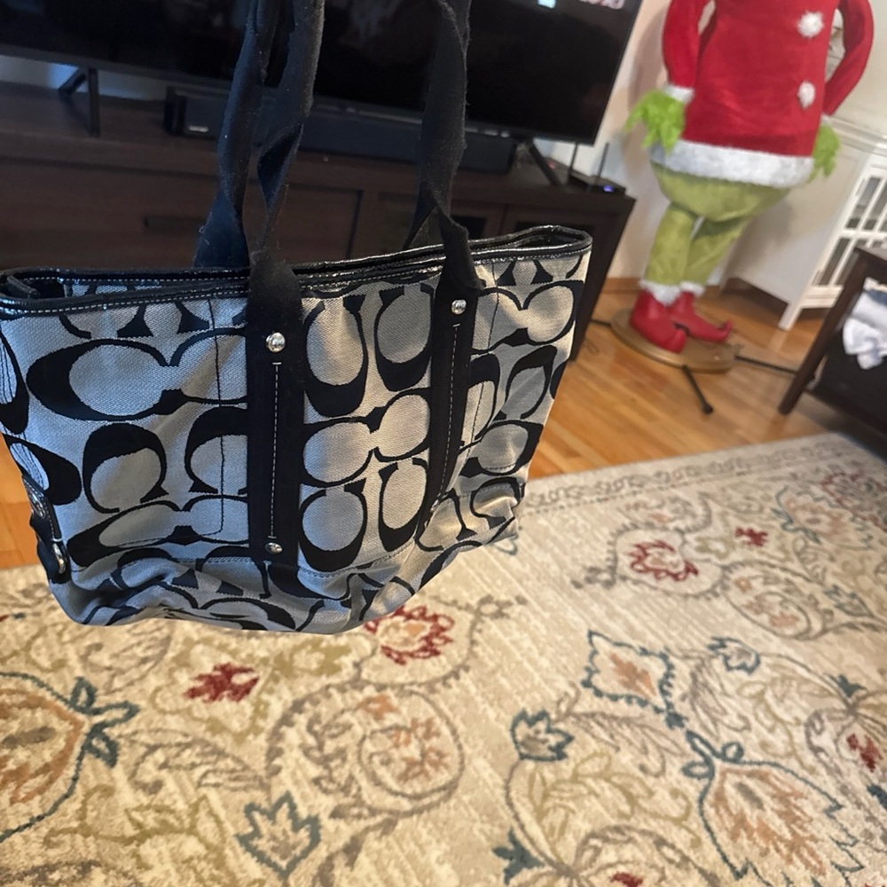 Coach Black and Gray Patterned Tote